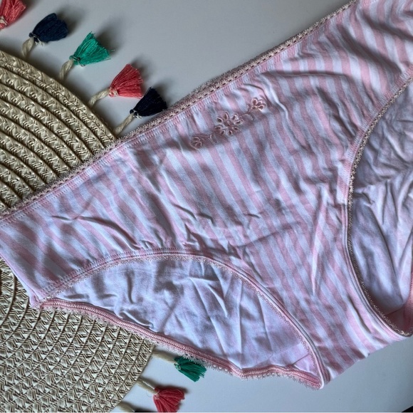 Victoria's Secret Stretch Cotton Bikini Panty Pink Stripes XXL NEW - Picture 2 of 6